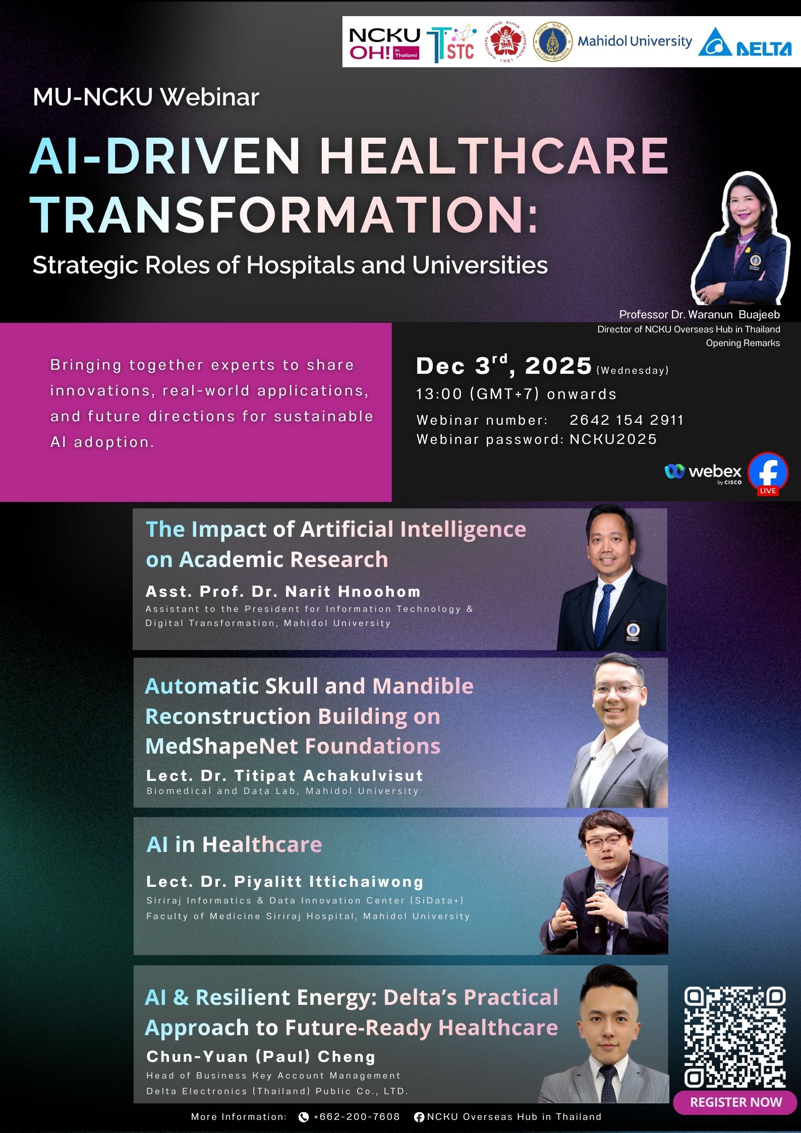ขอเชิญเข้าร่วม MU–NCKU Webinar 2025: AI-Driven Healthcare Transformation: Strategic Roles of Hospitals and Universities